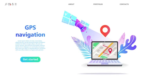 Концепція Gps Навігації Точкове Розташування Карті Міста Супутникові Навігаційні Системи — стоковий вектор