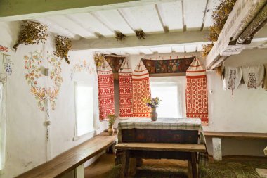 Pereyaslav-Khmelnitsky, Ukrayna 20. 2018 olabilir. Geleneksel iç eski Ukrayna halk mimarisi, Pereyaslav-Khmelnitsky müzelerde kulübe