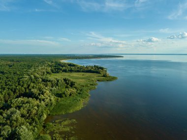 Kırsal manzara hava üstten görünüm nehir, orman havadan görünümü,