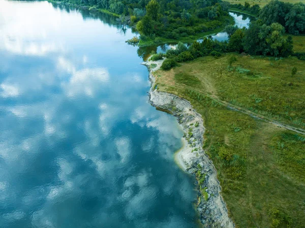 Widok Okolicę Widoku Powietrza Góry Rzeki Widok Lotu Ptaka Lasu — Zdjęcie stockowe