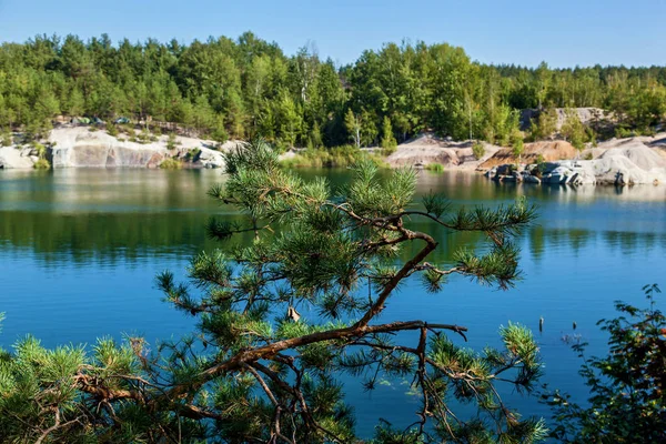 Коростышевский Kamieniołom Zalałem Granitowy Kamieniołom Obrzeżach Miasto Коростышев Житомирском Obwód — Zdjęcie stockowe