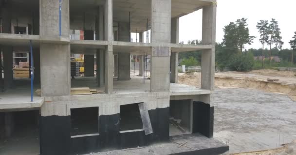 Lot Nad Budowy Betonowych Konstrukcji Budynków Wielokondygnacyjnych Deskowania Betonowych Metalowych — Wideo stockowe
