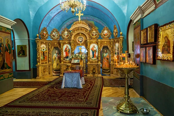 Kijów Ukraina Stycznia 2019 Wnętrze Michael Church Ołtarz Ikonostas Piękne — Zdjęcie stockowe