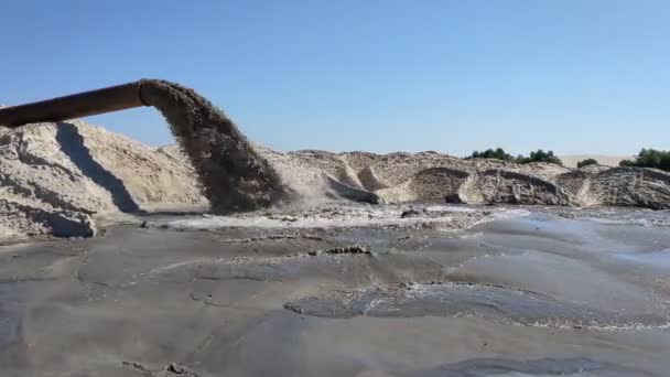 Alluvium Und Sandgewinnung Aus Dem Dnjepr Baggerbetrieb — Stockvideo