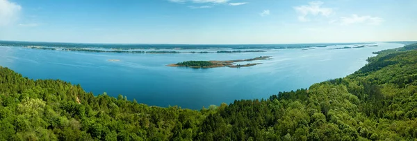 Vue Aérienne Drone Dniepr Beaux Paysages Des Îles Verdoyantes Sur — Photo