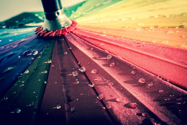 Multi Gekleurde Kleurrijke Paraplu Met Alle Kleuren Van Regenboog Met — Stockfoto