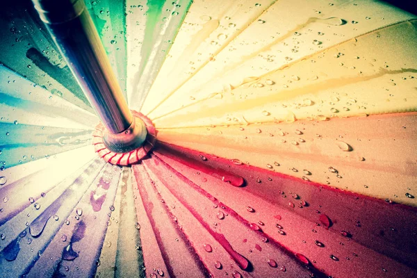 Multi Gekleurde Kleurrijke Paraplu Met Alle Kleuren Van Regenboog Met — Stockfoto