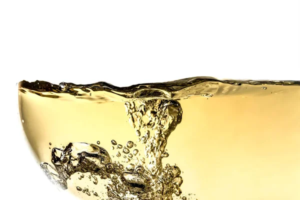 Splash Vinho Branco Vidro Com Bolhas Close Macro Textura Isolada — Fotografia de Stock