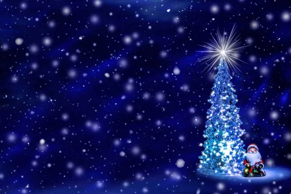 Weihnachtsbaum Mit Leuchtenden Lichtern Auf Einem Kranz Und Einem Leuchtenden — Stockfoto