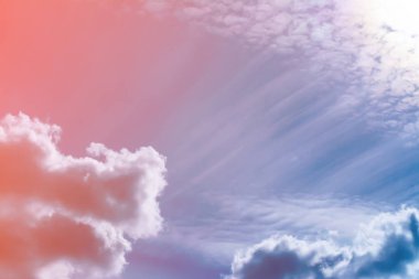 Bulutlar yaşam mercan - 2019 yılın renk doğal rengini arka plan ile mavi gökyüzü