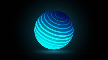 Mavi neon ışıklı 3d topu ile bir parlama efekti
