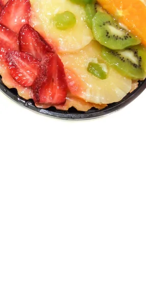 Torta Frutta Con Arance Kiwi Uva Ananas Fragole Primo Piano — Foto Stock