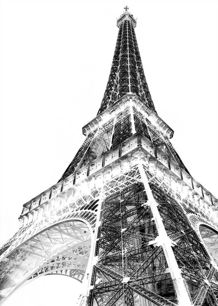 Eiffel Tower in Paris, France isolated on a white background. The concept of the photonegative.