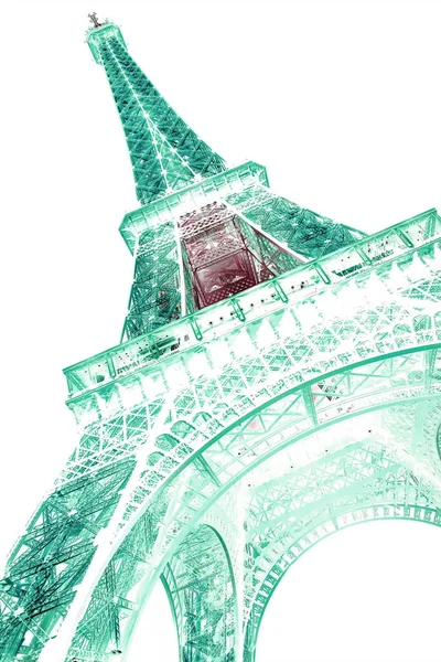 Torre Eiffel Paris França Isolada Sobre Fundo Branco Conceito Fotonegativo — Fotografia de Stock