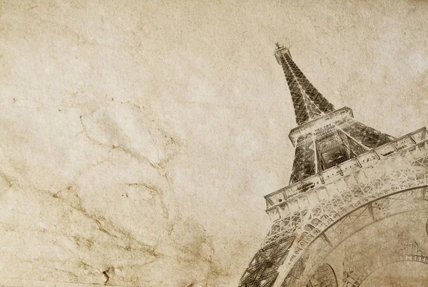 Old Vintage Paper Texture Background Silhouette Eiffel Tower Paris High — Stock Photo, Image