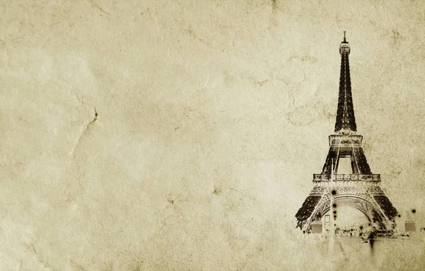 Vieux Fond Texture Papier Vintage Avec Silhouette Tour Eiffel Paris — Photo