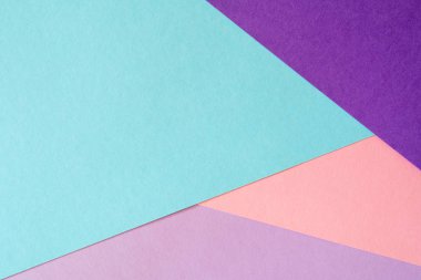 Yumuşak mavi, mor, leylak ve mercan renklerde çok renkli kağıt arka plan.