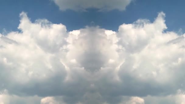 Blauer Himmel Sommer Mit Schönen Kumuluswolken Zeitraffer Mit Reflexionseffekt Full — Stockvideo