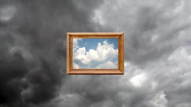 Concettuale Time Lapse Creativo Video Cielo Blu Con Nuvole Cumulus — Video Stock