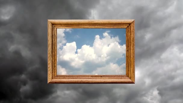 Concettuale Time Lapse Creativo Video Cielo Blu Con Nuvole Cumulus — Video Stock