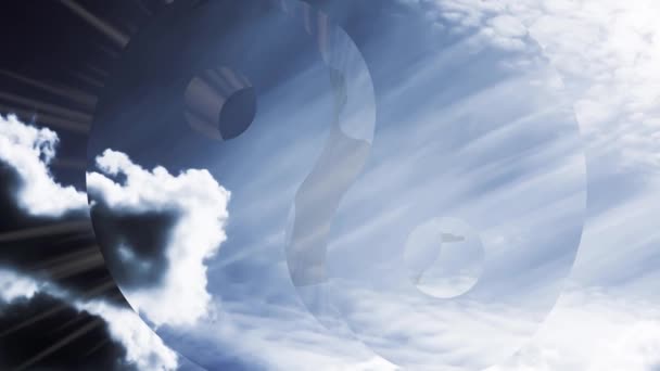 Creative Parallax Video Sky Moving Clouds Sunlight Silhouette Man Arms — Stock Video