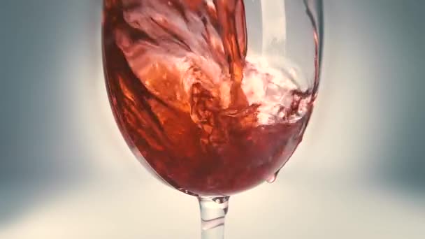 Creative Macro Slow Motion Video Red Wine Pouring Glass Glass — Stock Video