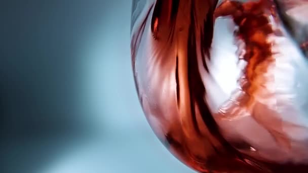 Creative Macro Slow Motion Video Red Wine Pouring Glass Glass — Stock Video