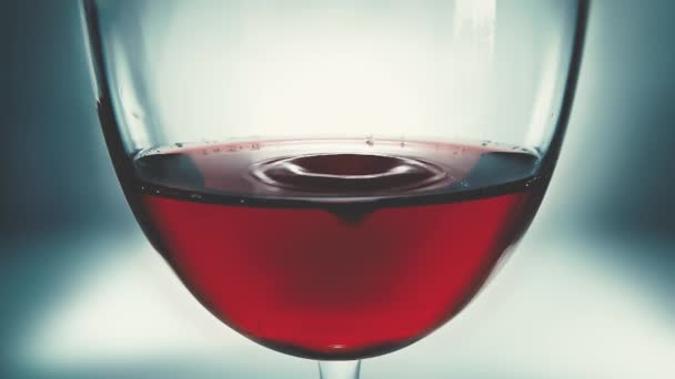 Creative Macro Slow Motion Video Red Wine Glass Falling Drops — Stock Video