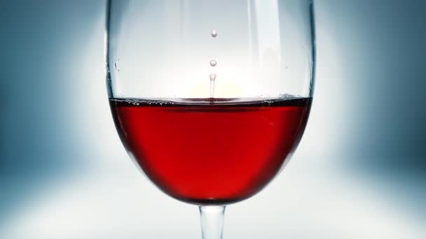 Creative Macro Slow Motion Video Red Wine Glass Falling Drop — Stock Video