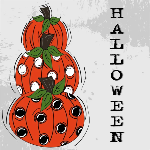 Joyeux Halloween Day Chauve Souris Araignée Sur Texte Mignon Sourire — Image vectorielle
