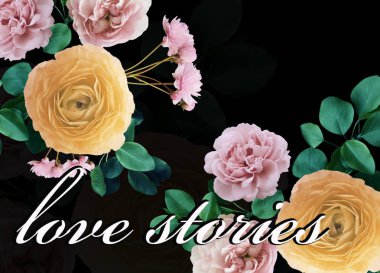 Dijital floristik düz bir arka plan üzerinde güzel buket.