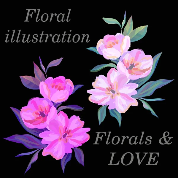 Flores Primavera Flores Brilhantes Contexto Monofônico Cartão Férias — Vetor de Stock