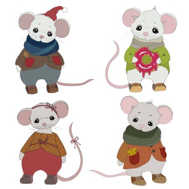 Vintage tarzı fareler. Modaya uygun retro giysiler içinde bir fare. Fare yılı. 2020 Yılı Sembolü