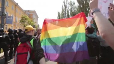 18 Haziran 2017. Kiev, Ukrayna. Eşcinsel gurur. Ukrayna Kyivpride 2017 Lgbt topluluk eşit haklar Mart. Yaklaşık bin eylemciler Kiev merkezi yürüdü.