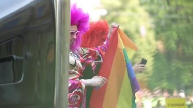 18 Haziran 2017. Kiev, Ukrayna. Eşcinsel gurur. Ukrayna Kyivpride 2017 Lgbt topluluk eşit haklar Mart. Yaklaşık bin eylemciler Kiev merkezi yürüdü.