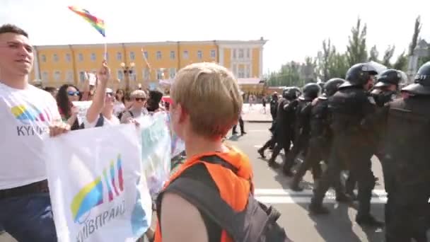 Junho 2017 Kiev Ucrânia Orgulho Gay Marcha Direitos Iguais Comunidade — Vídeo de Stock