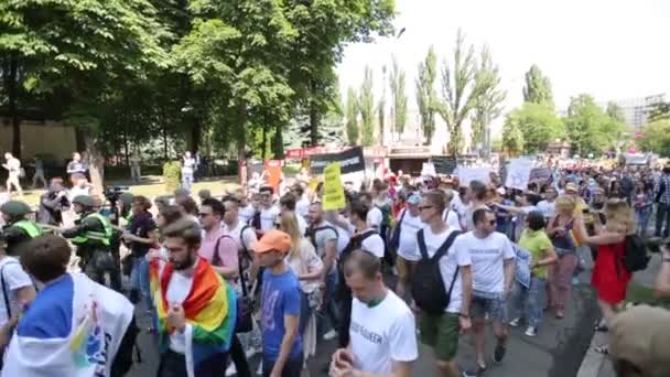 Junio 2017 Kiev Ucrania Orgullo Gay Marcha Por Igualdad Derechos — Vídeo de stock