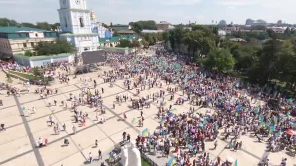 Июля 2018 Года Киев Украина Вид Воздуха Крестоносное Шествие Тысячи — стоковое видео
