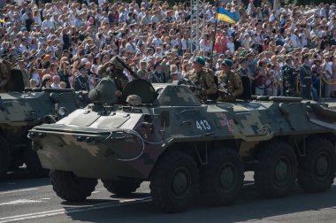 24 Ağustos 2018. Kiev, Ukrayna. Askeri geçit töreni için Ukrayna Bağımsızlık günü. 4500 asker ve 250 askeri araçlar içinde geçit töreni yer aldı.