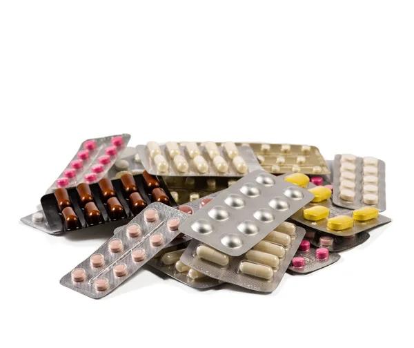 Montón de diferentes blisters con pastillas —  Fotos de Stock