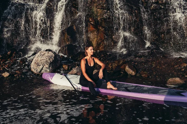 Sup Stand Up Paddle Board Frau Paddel Boarding — Stockfoto