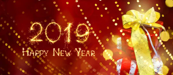 Greeting Card Happy New Year 2019 Beautiful Wide Angle Holiday — Stock Photo, Image