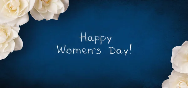 Вітальних Листівок Панорамними Березень Щасливі Жіночий День Текст Щасливі Жіночий — стокове фото