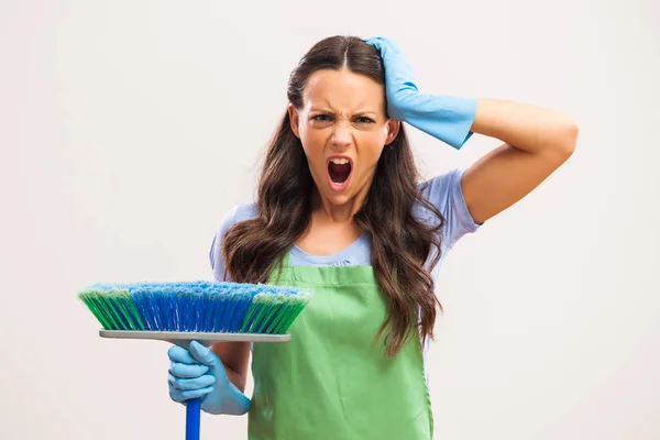 Portrait Housewife Who Doesn Cleaning — Stock Photo, Image