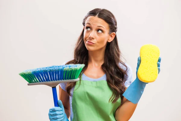 Portrait Housewife Who Doesn Cleaning — Stock Photo, Image