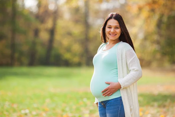 Pregnant Woman Relaxing Park — Stock Photo, Image