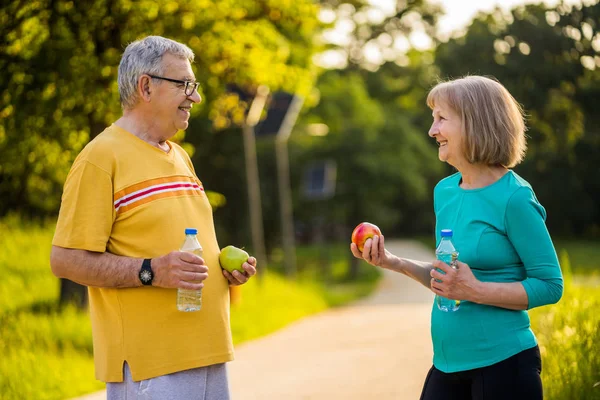 Glückliches Seniorenpaar Ist Bereit Für Bewegung Park — Stockfoto