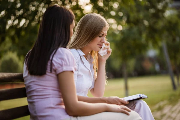 Zakenvrouw Wordt Ontslagen Collega Troost Haar — Stockfoto