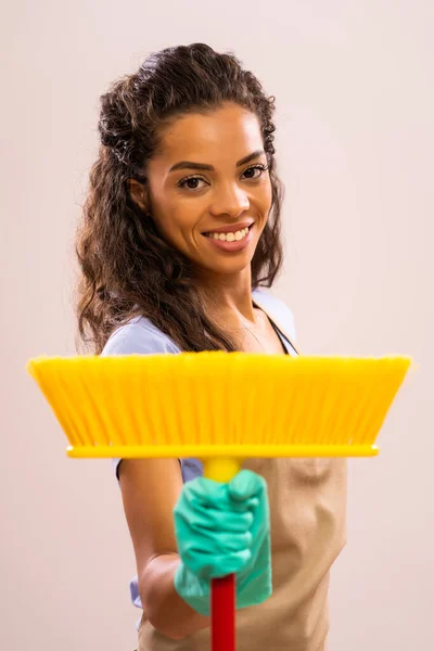 Retrato Empregada Profissional Afro Americana Feliz Bem Sucedida — Fotografia de Stock