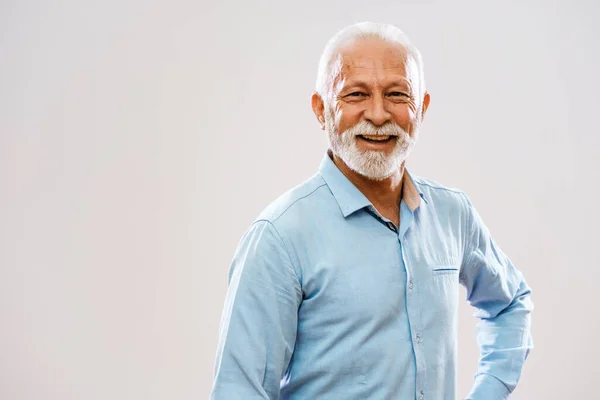 Studio Shot Portrait Cheerful Senior Man — Stock Photo, Image